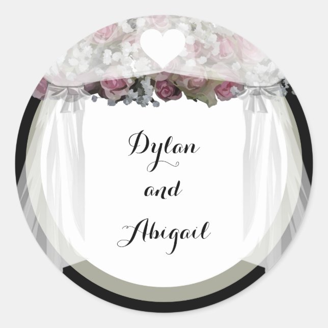 Blush Pink & Dusty Green Wedding Sticker (Front)