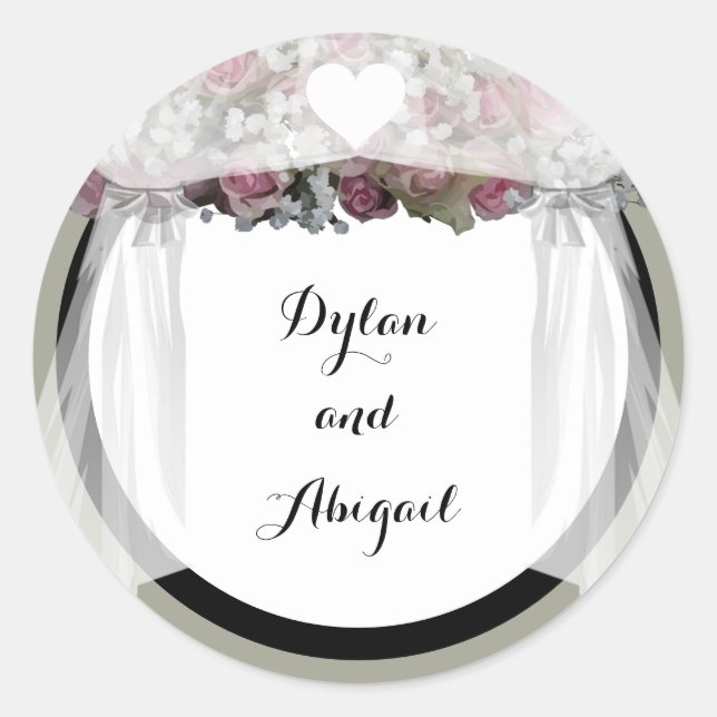 Blush Pink & Dusty Green Wedding Sticker (Front)