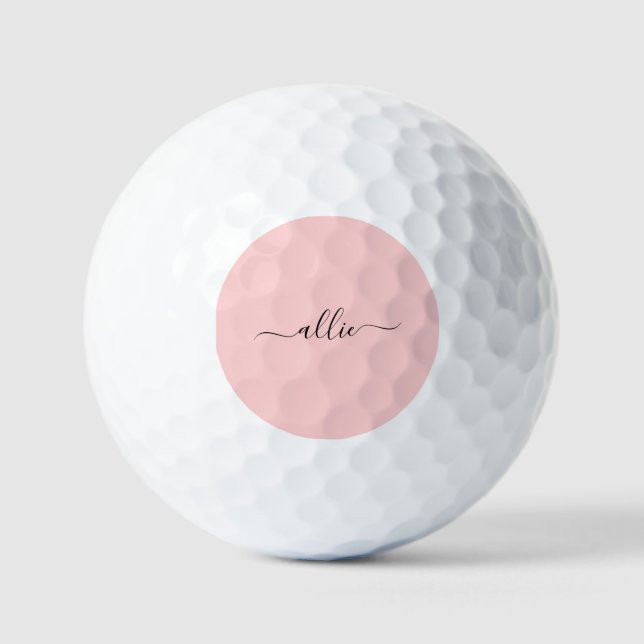 Blush Pink Dusty Pink Modern Minimalist Name Golf Balls (Front)