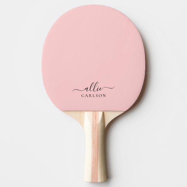 Blush Pink Dusty Pink Modern Minimalist Name Ping Pong Paddle (Front)