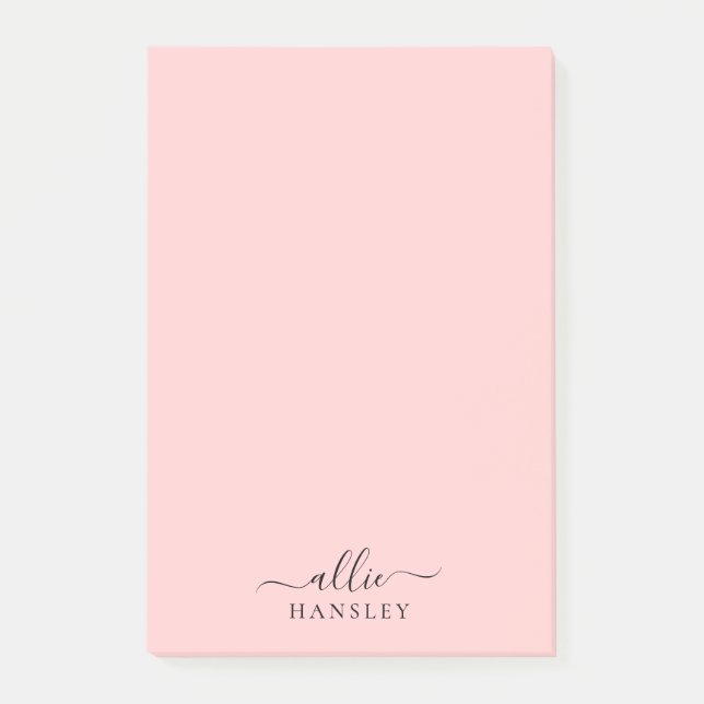 Blush Pink Dusty Pink Modern Minimalist Name Post-it Notes (Front)