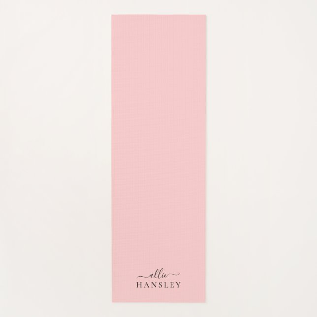 Blush Pink Dusty Pink Modern Minimalist Name Yoga Mat (Front)