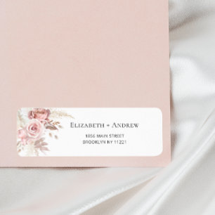 Blush Pink Dusty Rose Floral Return Address
