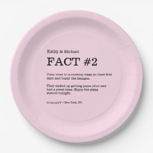 Blush pink dusty rose Wedding couple Fact  Paper Plate