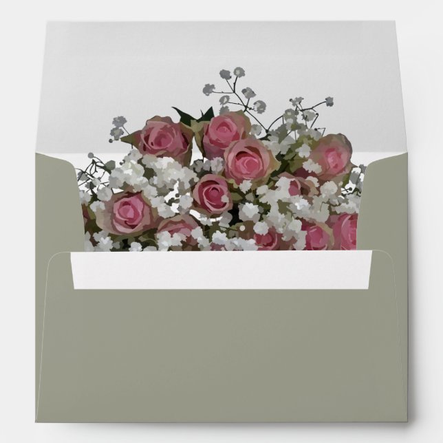 Blush Pink & Dusty Sage Floral Wedding Envelope (Back (Bottom))