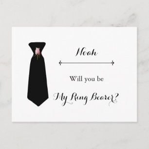 Blush Pink Dusty Sage Ring Bearer Request Card