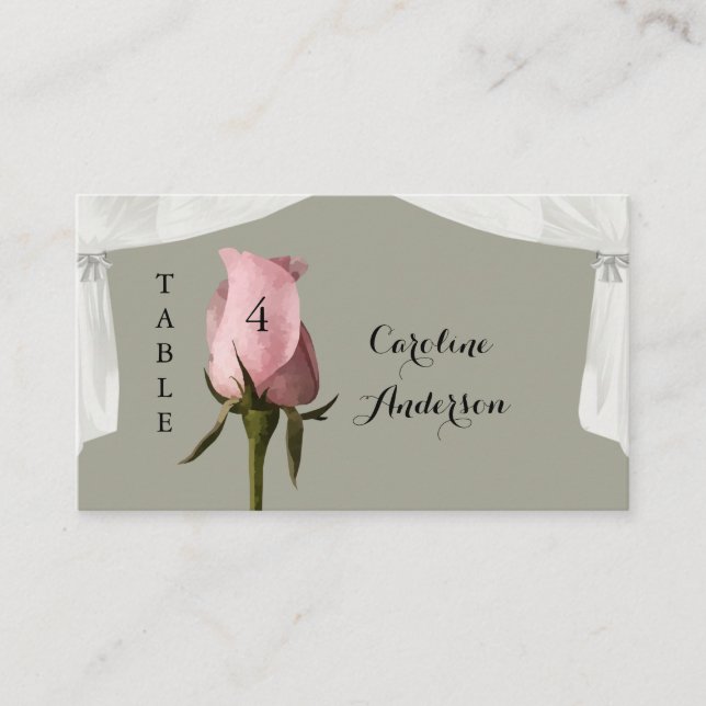 Blush Pink Dusty Sage Wedding Table Place Card (Front)