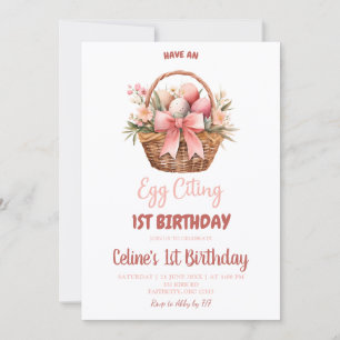 Blush Pink Eggciting Birthday Invitation