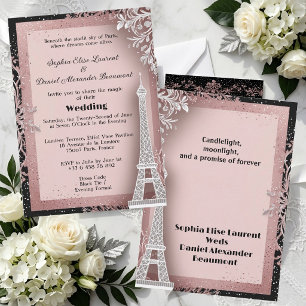 Blush Pink Eiffel Tower Destination Paris Wedding Invitation
