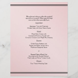 Blush Pink Elegance Wedding Menu