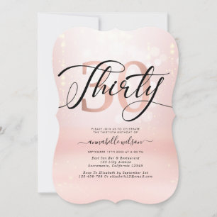 Blush Pink Elegant 30th Birthday  Invitation