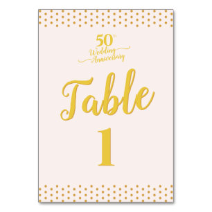 Blush Pink Elegant 50th Wedding Anniversary Table Number