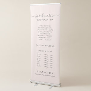 Blush Pink Elegant Beauty Salon Business Retractable Banner