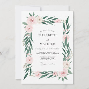 Blush Pink Elegant Botanical Wedding Invitation