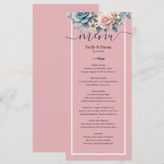 Blush Pink Elegant  Botanical Wedding Menu