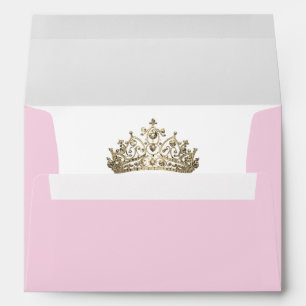 Blush Pink Elegant Crown Gold Tiara Royal Princess Envelope