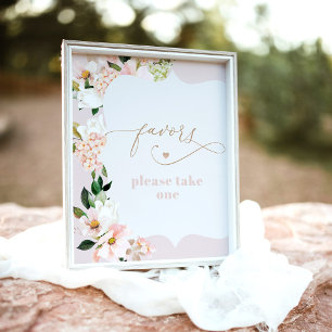Blush pink elegant floral baby shower Favours Poster