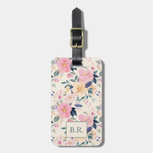 Blush Pink Elegant Floral Romantic Aesthetic Luggage Tag