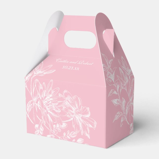 Blush Pink Elegant Floral Wedding Favour Box (Front Side)