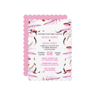 Blush Pink  Elegant Gold Wedding Invitation , Whit