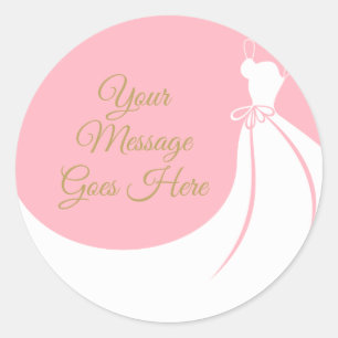 Blush Pink Elegant Gown Bridal Shower Classic Round Sticker