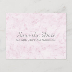 Blush Pink Elegant Marble Save the Date Announcement Postcard