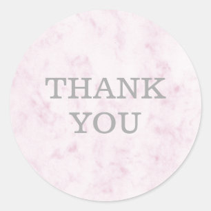 Blush Pink Elegant Marble Thank You Classic Round Sticker