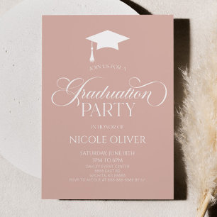 Blush Pink Elegant Minimal Minimalist Graduation Invitation