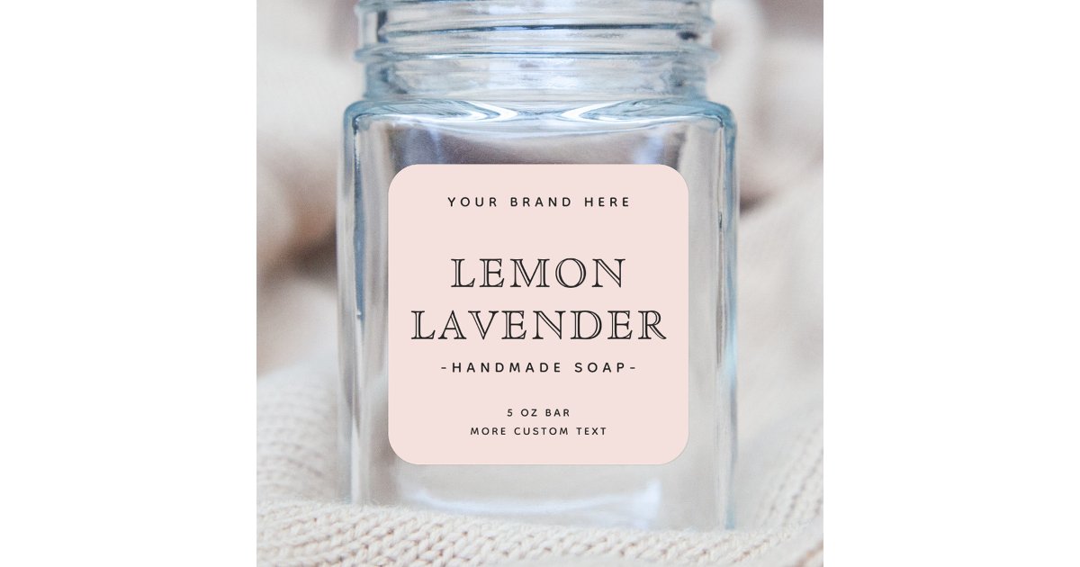 Blush pink elegant minimal square product labels | Zazzle