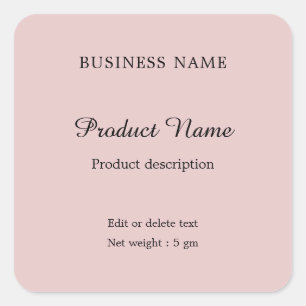Blush Pink Elegant Modern Minimal Product Label