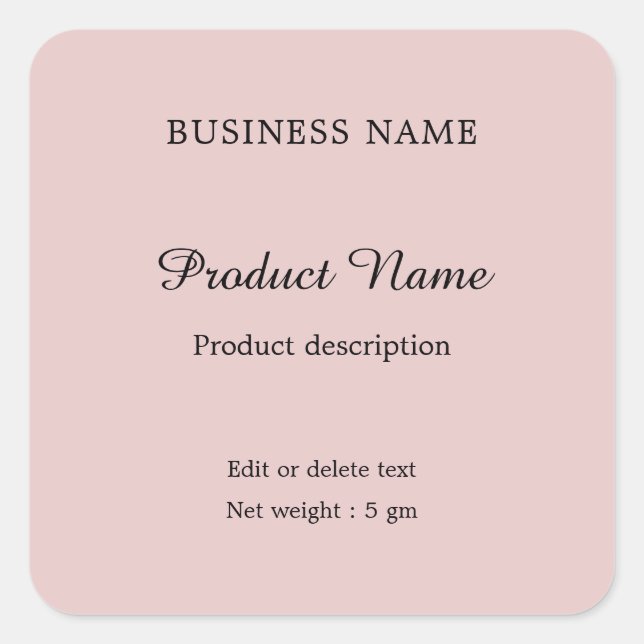 Blush Pink Elegant Modern Minimal Product Label (Front)
