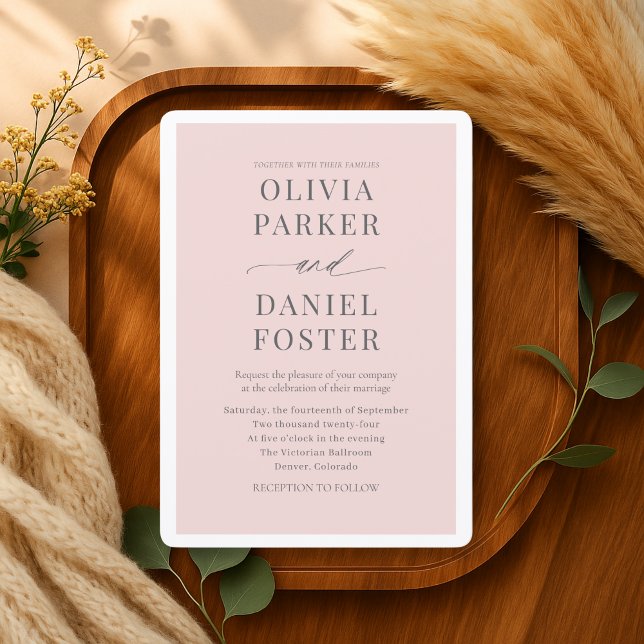 Blush Pink Elegant Modern Wedding Invitation (Creator Uploaded)