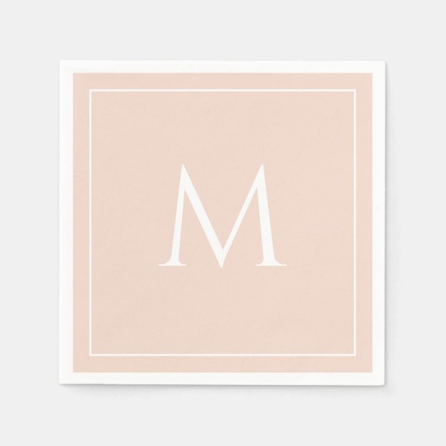 Blush pink elegant monogram initial napkins (Front)