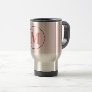 Blush pink elegant monogram personalised travel mug