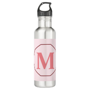 Blush pink elegant monogram personalized 710 ml water bottle