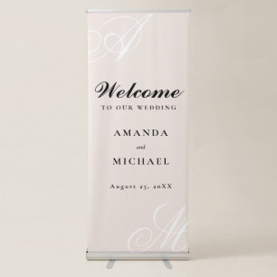 Blush Pink Elegant Monogram Wedding Retractable Banner
