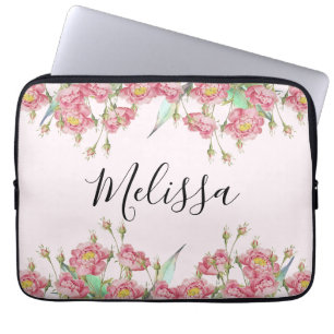 Blush Pink Elegant Peony Laptop Sleeve