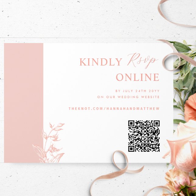Blush Pink Elegant QR Code RSVP Wedding Enclosure Card (Creator Uploaded)