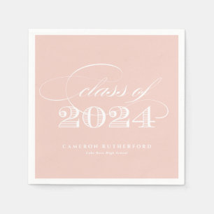 Blush Pink Elegant Script 2024 Graduation Party Napkin