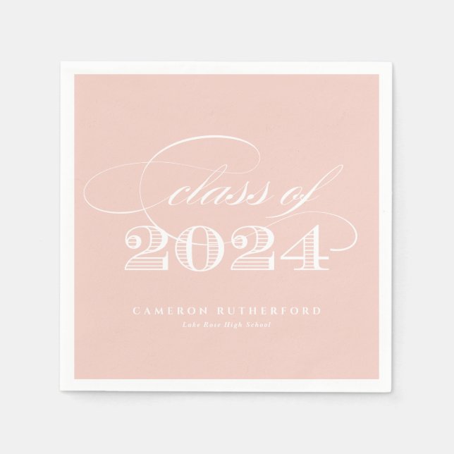 Blush Pink Elegant Script 2024 Graduation Party Napkin (Front)