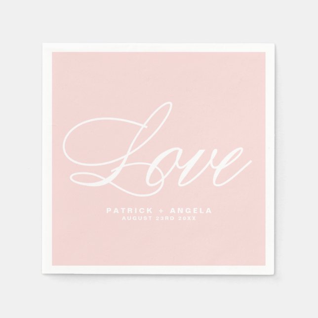 Blush Pink Elegant Script | Love Wedding Napkin (Front)