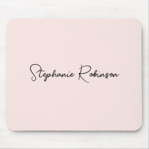 Blush Pink Elegant Script Personalised Monogram Mouse Mat