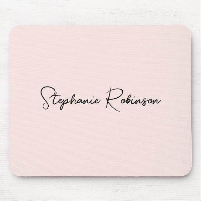 Blush Pink Elegant Script Personalised Monogram Mouse Mat (Front)