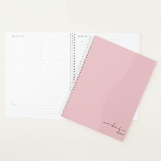 Blush Pink Elegant Simple Minimalist Personalised Planner (Display)