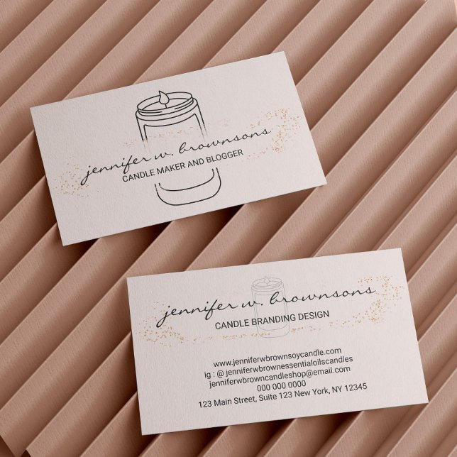 Blush Pink elegant simple soy candle Business Card (Blush Pink elegant simple soy candle Business Card)
