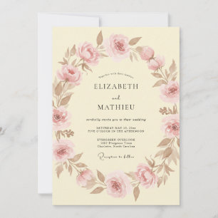 Blush Pink Elegant Spring Wedding Invitation