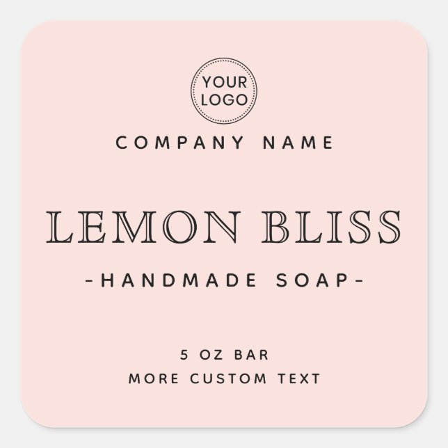Blush pink elegant square product labels (Front)