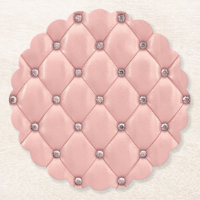 Blush Pink Elegant Tufted Metallic Leather