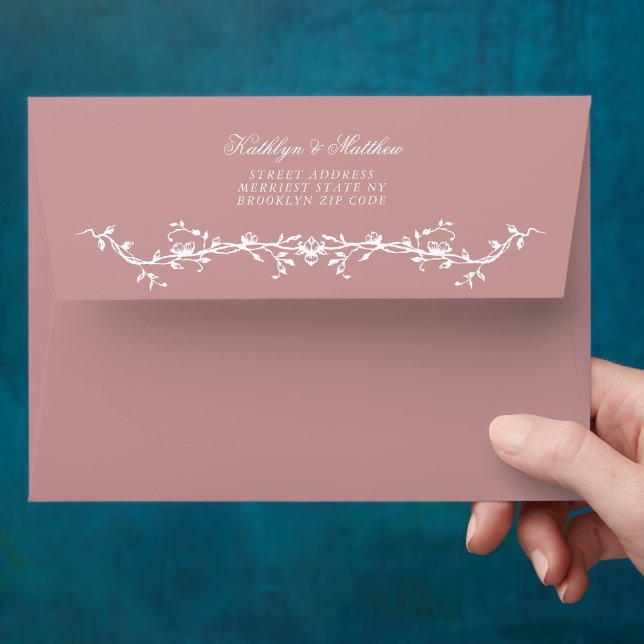 Blush Pink Elegant Vintage Floral Wedding Envelope (Creator Uploaded)