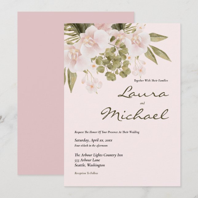 Blush Pink Elegant Wedding Invitation (Front/Back)